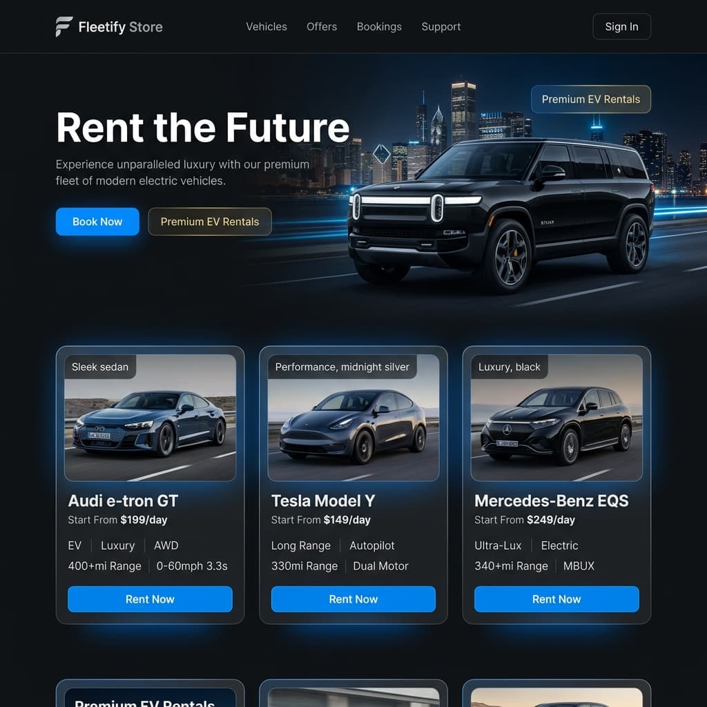 A car rental booking website built with Fleetify